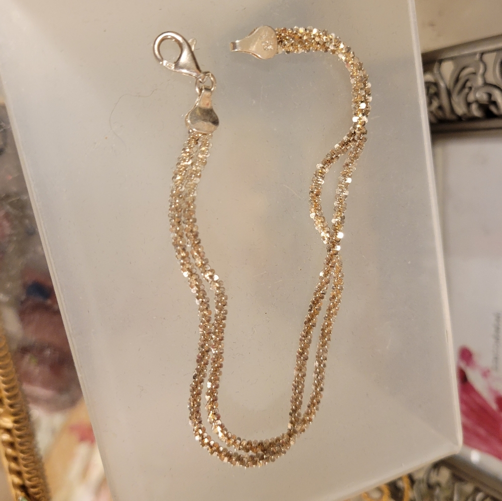 MILOR ITALY DOUBLE POPCORN CHAIN BRACELET 924 STERLING SILVER 5mm 8" 6.8g